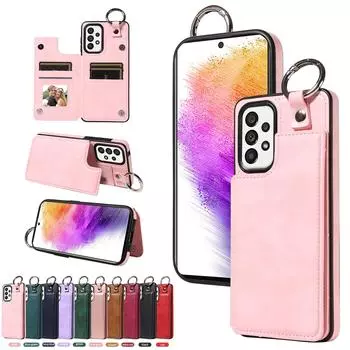 Чехол с кольцевым кронштейном и слотами для карт памяти для Samsung Galaxy S22, S23, S24, A05, A12, A13, A14, A15, A52, A72, A22, A32, A33, A53, A73, A23, A24... Samsung Galaxy A55 чёрный