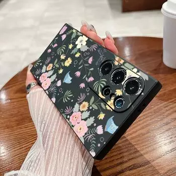 Чехол с красочной цветочной росписью для Samsung Galaxy S24 S23 S22 Ultra S21 S20 FE A15 A25 A55 A52 A53 A54 5G, тонкий противоударный гибридный чехол из ТПУ Samsung A15 5G чёрный