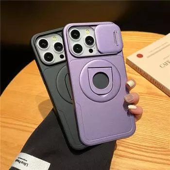 Чехол с кронштейном для камеры и слайдом для Samsung Galaxy A54 S23 S22 S21 S20 FE Ultra Plus iPhone 15 14 13 12 11 Pro Max XS Max 15 Plus, защитный чехол For iPhone 8 Plus чёрный