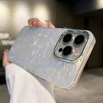 Чехол с лазерным блестящим узором в виде ракушки для iPhone 15 Pro Max 14 13 12 11 XR XS X 7 8 Plus SE, мягкий силиконовый противоударный защитный чехол For iPhone 15