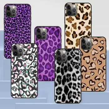 Чехол с леопардовым принтом для Apple Iphone 14 11 13 12 Pro Max Xr 7 8 +Se 2020 Xs 6 6s Plus 5 5S модный черный силиконовый чехол для телефона iPhone SE 2020