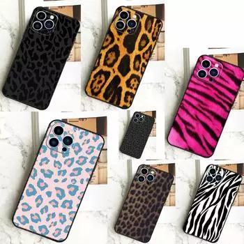 Чехол с леопардовым принтом «Тигр-зебра» для iPhone 15 14 13 12 11 Pro Max X XR XS 7 8 Plus SE 2022 12 13, мини-бампер, чехол iPhone 12Pro MAX