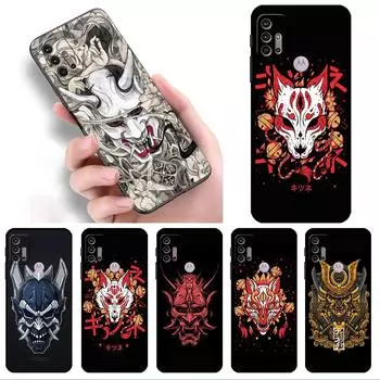 Чехол с маской Samurai Oni для Motorola G30 G9 Play G82 G52 G60 G8 G9 Power G50 One Fusion Edge 30 20, черные мягкие чехлы для телефона One Hyper