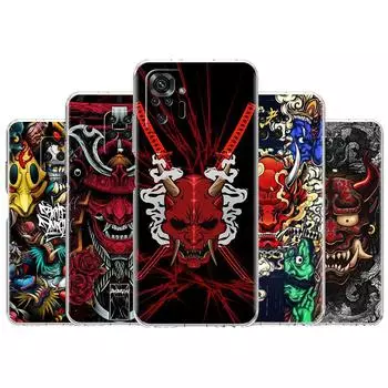Чехол с маской самурая Они для Xiaomi Redmi Note 11 Pro 10 9 9S 8 8T 7 9A 9C 9T 10 10C K40, прозрачный мягкий чехол из ТПУ Redmi Note 11 Pro 5G