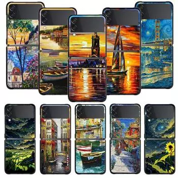 Чехол с масляной живописью, водным городом, Венецией для Samsung Galaxy Z Flip 4 Z Flip3 5g, чехол для Galaxy Z Flip Pc, жесткий чехол для телефона Samsung Z Flip4