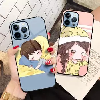 Чехол с милой девушкой для Iphone 13 14 12 11 Pro Max Mini Xs Xr X 7 8 6s Plus Se 2022, защитная задняя крышка из закаленного стекла For iphone 6S