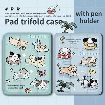 Чехол с милой мультяшной собакой для iPad Pro 11, 2022, 12,9, 2021, 10, 10,9 поколения, 7, 8, 9, 10,2 Air 4/5, 10,9, 10,5 Pro, 11 дюймов, чехол с держателем для карандашей iPad 2021 Gen910.2