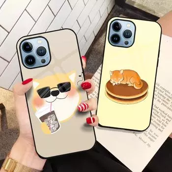 Чехол с милой собакой из мультфильма для Iphone 14 13 11 12 Pro Max Mini Xs Xr X 7 8 6s Plus Se 2022, защитный чехол из закаленного стекла For iPhone 14Pro Max