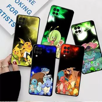 Чехол с милым изображением Покемона Пикачу для Samsung Galaxy A52 A12 A32 A51 A21s A71 A13 A53 A22 A31 A72 A03 A02s A41, черный чехол для телефона Samsung A52 4G(5G)