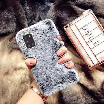 Чехол с милым кроликом для Samsung Galaxy S24 S23 S22 Ultra S21 S20 S10 S9 S8 Plus S23 FE A14 A54 A53 A32 A52 A55 A35 A15 A25, плюшевый чехол для телефона с волосами For Galaxy S24 розовый