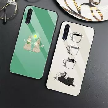 Чехол с милым кроликом и котом для Samsung Galaxy A73 A53 A33 A72 A52 A32 A22 A21 A13 A21s 5g A50, роскошный чехол из закаленного стекла For Samsung A52S 5G