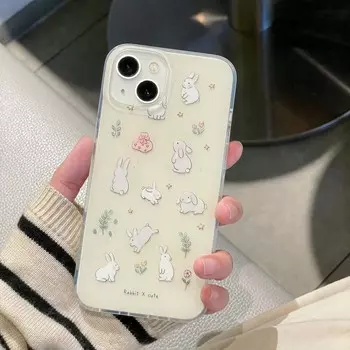 Чехол с милым кроликом из мультфильма для Iphone 14 13, прозрачный чехол для Iphone 12 Mini Xs X Xr 6s 7 8 Plus Se 2022 2020 11 14 Pro Max Fundas For iphone 7