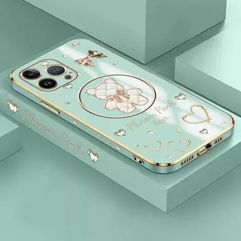 Чехол с милым медвежонком для iPhone 11 12 13 14 Pro Max Samsung Galaxy A52 A12 A32 A52 A31 A71 Xiaomi Mi 11 Lite 5G NE Redmi Note 10 11 Pro iPhone 11 Pro Max ярко-зеленый