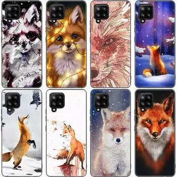Чехол с милым мультяшным животным лисой для Samsung Galaxy A12 A02S A22 A32 A52 A72 A71 A51 A41 A31 A21 A11 A50 A70 A10S A20S, черный чехол Samsung A41