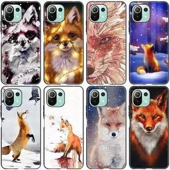 Чехол с милым мультяшным животным лисой для Xiaomi Mi 11 Lite NE 11i 10T 11T Pro A2 A3 Lite POCO F3 M3 M4 C31 X3 Pro NFC GT, черный чехол Xiaomi Mi A2 Lite