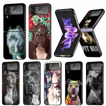 Чехол с милым питбулем для собак для Samsung Galaxy Zflip Z Flip 3 5g Zflip3 Z Flip 4 Flip4 Zflip4 Flip3 Жесткий ПК, черная сумка Samsung Z Flip 5G