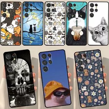 Чехол с милым рисунком кота для Samsung Galaxy S23 S22 S21 Ultra S20 FE Note 20 Ultra S8 S9 S10 Note 10 Plus Note 10 Plus