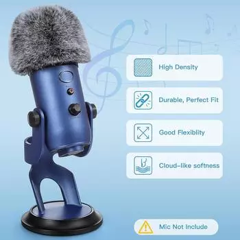 Чехол с мягким мехом и поп-фильтром для микрофона Blue Yeti Pro Серый