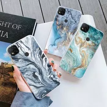 Чехол с мраморным цветком для Redmi 9C NFC, матовый мягкий силиконовый чехол для телефона, прозрачный чехол для Xiaomi Redmi 9C, противоударные защитные сумки на спине Redmi 9C