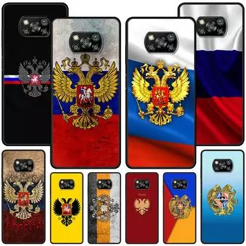 Чехол с национальным гербом России и флагом России для Xiaomi Poco X3 NFC X5 F4 F3 M4 Pro X4 GT M5s M5 Pocophone F1 M3, черный чехол для телефона из ТПУ Pocophone F1