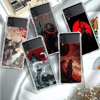 Чехол с пейзажной тушью, японский самурайский художественный чехол для Samsung Galaxy Z Flip 3 4 5g Funda Z Flip3, прозрачный противоударный чехол для телефона Samsung Z Flip 5G