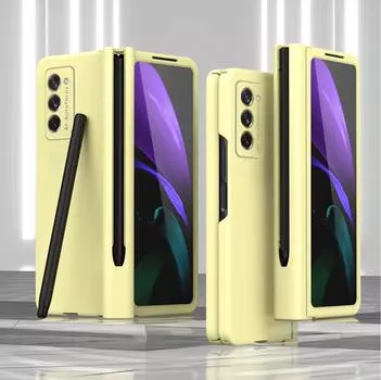 Чехол S Pen с защитой от отпечатков пальцев, чехол для всего тела для Samsung Galaxy Z Fold4 Fold 4 Fold3 Fold2 Fold 2 3 Zfold4, передняя стеклянная пленка for Samsung Z Fold 4 розовый