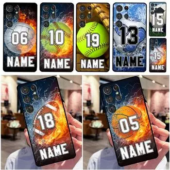 Чехол с персонализированным номером, именем, хоккейным баскетболом для Samsung Galaxy S20 FE S21 FE S22 Ultra Note 20 10 S8 S9 S10 S22 Plus Galaxy S10