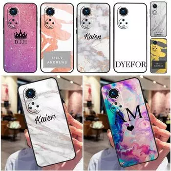 Чехол с персонализированными инициалами и именем для Huawei P30 P50 Pro P40 P20 Lite P Smart 2019 Nova 5T Honor 70 50 80 X8 X9 Huawei P30 Lite