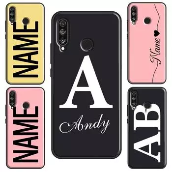 Чехол с персонализированными инициалами имени для Huawei P30 P20 P40 Lite Pro P Smart 2019 Y6 Y7 Nova 5T Honor 50 10 Lite 8X 9X 10i Honor 9X
