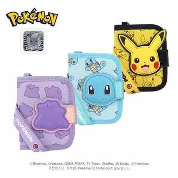 Чехол с персонажем Pokemon Pikachu Squirtle Metamon, двухуровневое ожерелье, кошелек для школьников