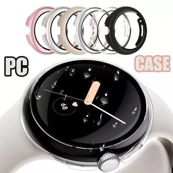 Чехол с пленкой для Google Pixel Watch 2/Pixel Watch Защитная пленка для экрана Закаленный бампер Рамка Пленка PC Hard-Shell для Pixel Watch Аксессуары For Google Pixel Watch 1/2 серый