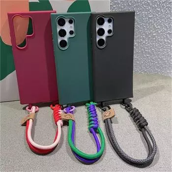 Чехол с плетеным ремешком через плечо для Samsung S24 Ultra S23 FE S22 S21 Plus S20 FE A15 A05 A35 A55 A54 A34 A33 A53 A73 A52 A72, мягкий чехол iphone 6 6s розовый