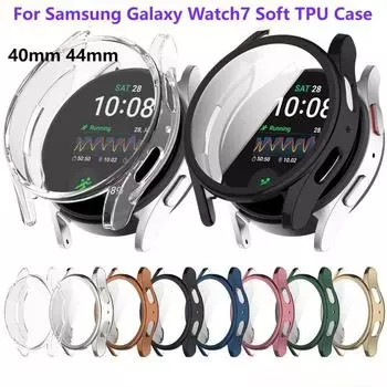 Чехол с покрытием для Samsung Galaxy Watch 7 40 мм 44 мм, ремешок для часов Samrt, полный бампер, защитный чехол из ТПУ, защитный экран Galaxy Watch 7 40 mm зелёный
