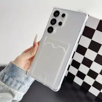 Чехол с покрытием для слота для карт памяти, прозрачный чехол для Samsung S25 Edge S24 FE S23 Ultra S22 A56 A36 A55 A26 A16, мягкий силиконовый противоударный прозрачный чехол для телефона Samsung S25 прозрачный