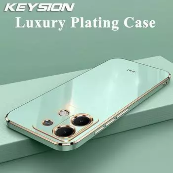 Чехол с покрытием KEYSION для Redmi Note 13 Pro 4G 13 Pro + 5G, силиконовый квадратный противоударный чехол из ТПУ из ТПУ для Xiaomi POCO X6 Pro M6 Pro for POCO X6 Pro белый