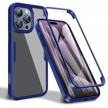 Чехол с полной защитой 360 для iPhone 16 Pro Max со встроенной защитой экрана for iPhone 16 Pro Max чёрный