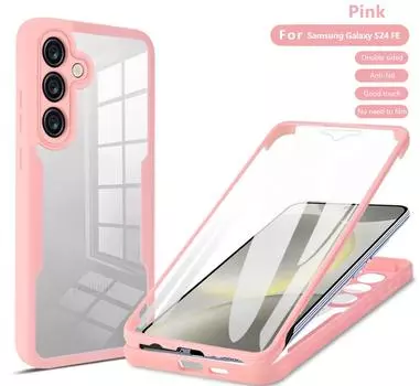 Чехол с полной защитой 360 для Samsung Galaxy S24 FE со встроенной защитой экрана for Samsung Galaxy S24 FE чёрный