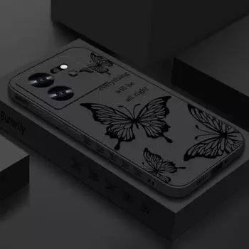 Чехол с принтом бабочки и шнурком для Xiaomi 14T 13t 12t 11t Redmi Note 13 12 11 10 K70E K40 Pro, противоударный, мягкий, из ТПУ Xiaomi 13T/13T Pro прохладный черный