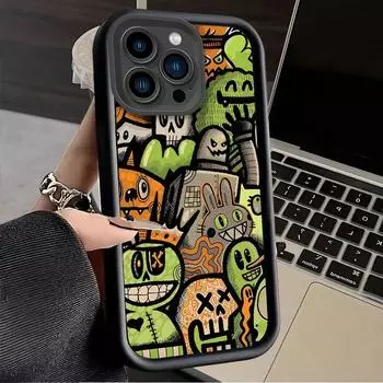 Чехол с принтом мультяшных монстров, модный, гибкий, мягкий, силиконовый, TPU, чехол на всю заднюю панель для Xiaomi Redmi Poco Xiaomi 11 Lite чёрный
