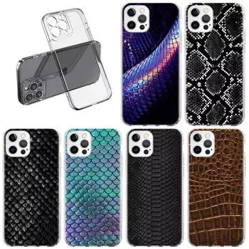 Чехол с принтом змеиной кожи для Apple iPhone 11 13 14 12 Pro 7 8 Plus XR X XS Max 6 6S 14Pro прозрачный силиконовый чехол для телефона iPhone 14 Pro Max