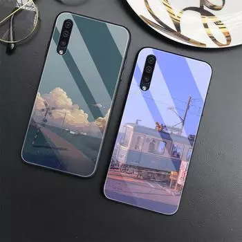 Чехол с природным пейзажем Fundas для Samsung Galaxy A71 A72 A70 A73 A53 A13 5g A03 A22 A21s A03 Core A42 A52, роскошный стеклянный чехол For Samsung A01 Core