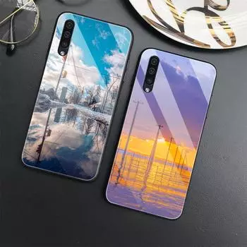 Чехол с природными пейзажами для Samsung Galaxy A52 A71 A72 A73 A53, стеклянный чехол для Samsung A13 5g A03 A22 A21s A03 Core A42 A70 For Samsung A71