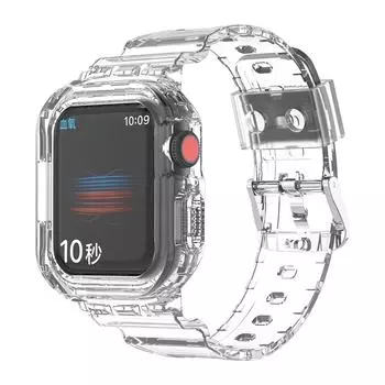Чехол с прозрачным ремешком для Apple Watch Series 8, 7, 6 SE, 5, 4, 45 мм, 44 мм, 41 мм, прозрачный пластиковый ремешок для iwatch 3 Ultra, 49 мм, 40 мм