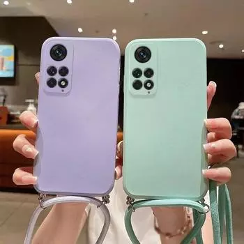 Чехол с ремешком через плечо для Xiaomi Redmi 13C 12 12C 10 9 9A 9C 9T 8 8A Note 12 11 10 S Pro, силиконовая мягкая задняя крышка из ТПУ/Samsung S24 S23 S22 Ultra iphone X XS белый