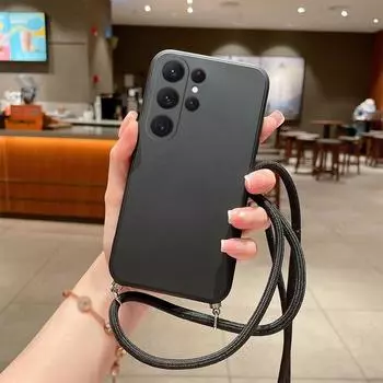 Чехол с ремешком через плечо и ожерелье для Samsung S23 Ultra S22 S21 Plus S20 FE A53 A52 A54 A14 5G/Redmi 10 9 9A 9C 9T Note 10 11, мягкий силиконовый чехол iphone 7 8 Se 2020 синий