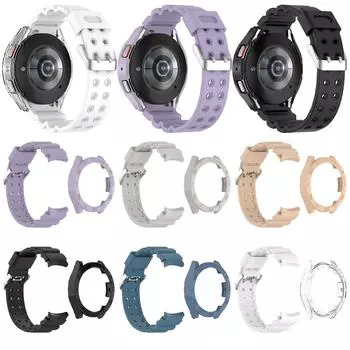 Чехол с ремешком для Samsung Galaxy Watch 4, 40 мм, часы 5, 40 мм, 44 мм, полное покрытие, силиконовый умный ремешок для часов, браслет, бампер из ТПУ samsung watch 4 40mm белый