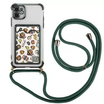 Чехол с ремешком и слотом для карты для Iphone 14 12 11 13 Pro Max Xr X Xs 7 8 Plus, прозрачный мягкий силиконовый чехол с покрытием For iPhone 12 фиолетовый