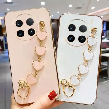 Чехол с ремешком на запястье для VIVO X100 Ultra X100S Pro X90 Pro + VIVO V30 Pro V29 V29E V27 V25 Pro, мягкий чехол-браслет For VIVO X100 Ultra чёрный