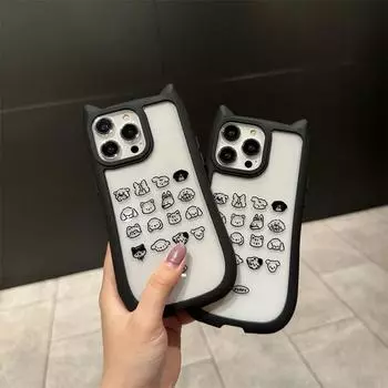 Чехол с рисунком 3d кошачьих ушей и головой маленького животного, чехол для iPhone 15 Pro Max 14 Plus 13 12 Pro 11, универсальный защитный чехол от падения iPhone 15 Pro Max