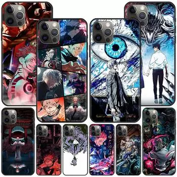 Чехол с рисунком аниме для Apple Iphone 11 13 12 Mini 14 Pro Max Xr 7 8 +Se 2020 Xs 6 6s Plus 5 5S, черный силиконовый чехол для телефона Jujutsu Kaisen iPhone 14 Plus